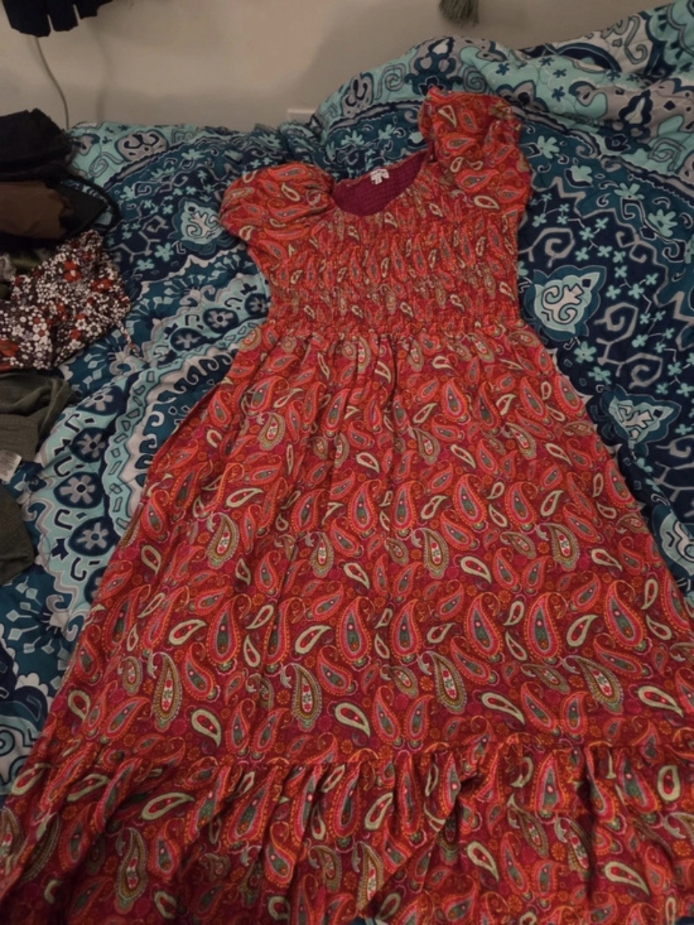 Blueberi Boulevard Girls Paisley Dress in Red